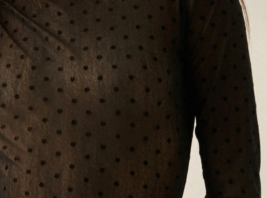 Midnight Bloom Sheer Mesh Top