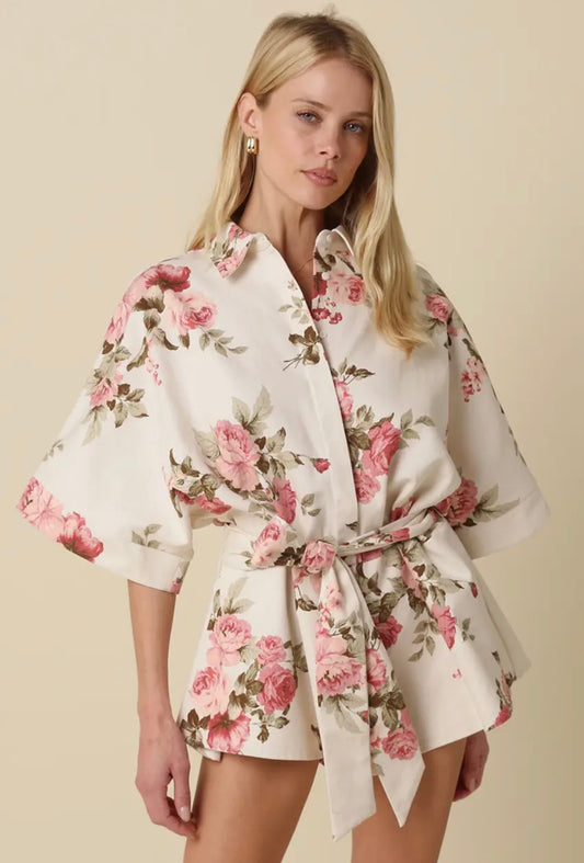 Katrina Floral Tie-Waist Romper