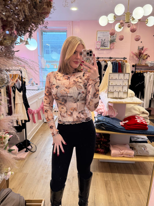 Evening Floral Mesh Top