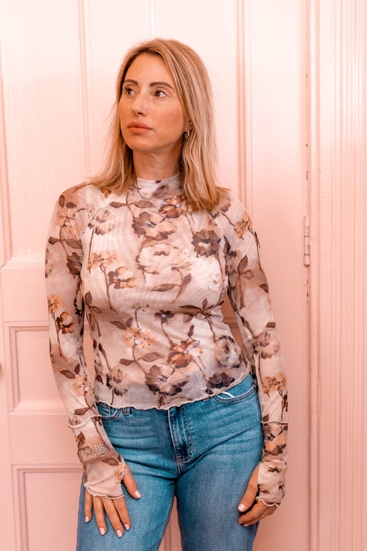 Evening Floral Mesh Top