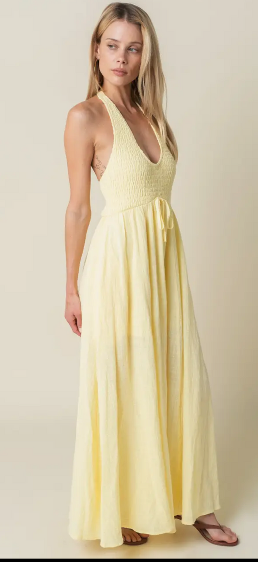 Soleil Woven Halter Maxi Dress