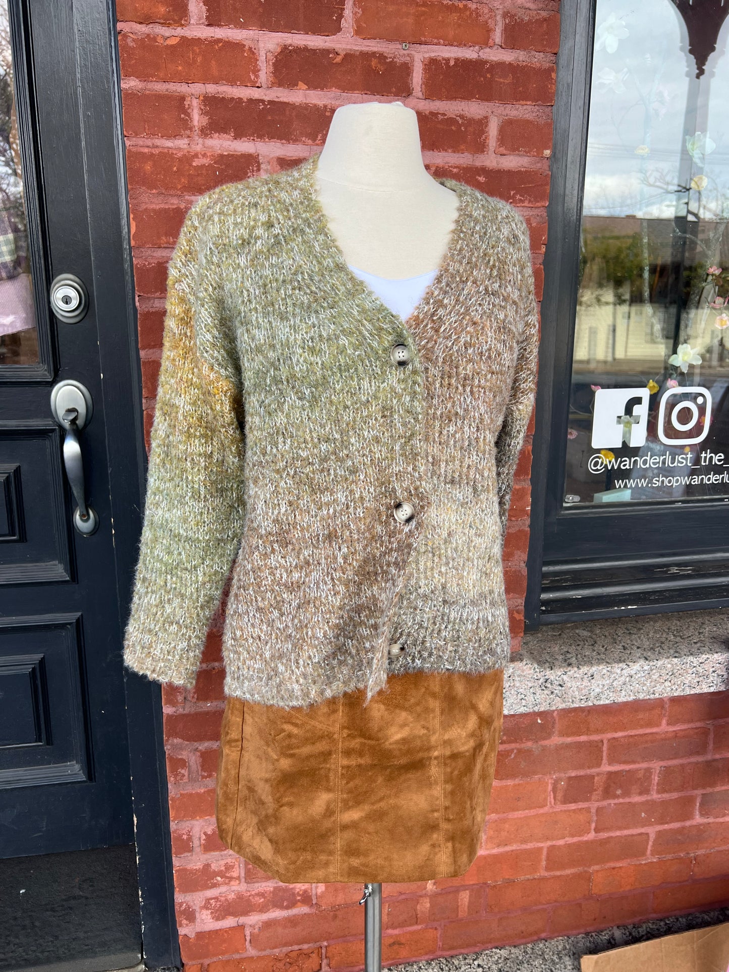 Smiley Ombre Fuzzy Cardigan
