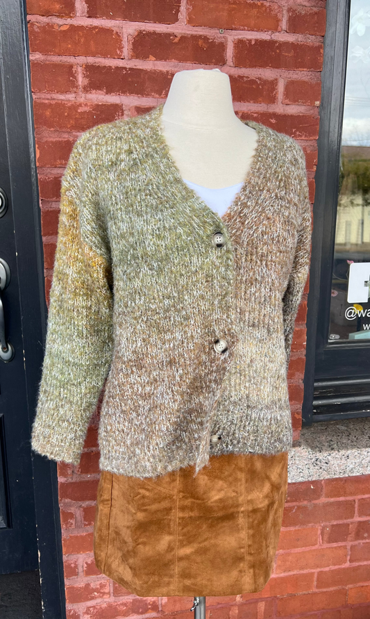 Smiley Ombre Fuzzy Cardigan