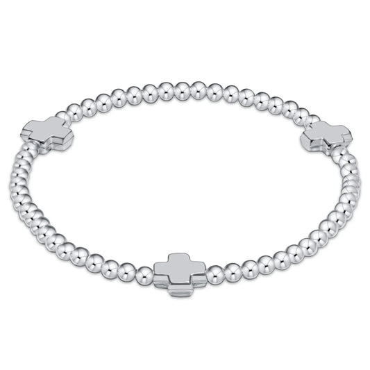 enewton signature cross sterling pattern 3mm bead bracelet - sterling