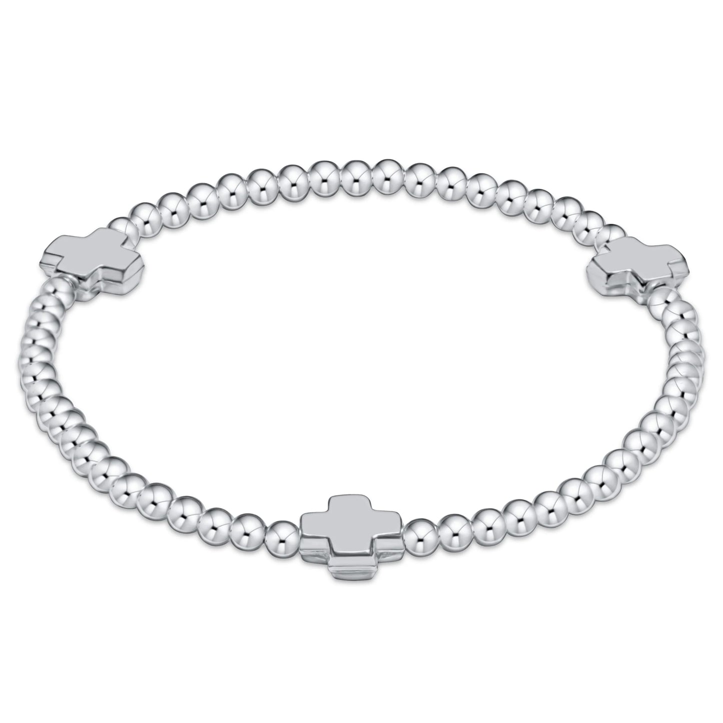 enewton signature cross sterling pattern 2mm bead bracelet - sterling