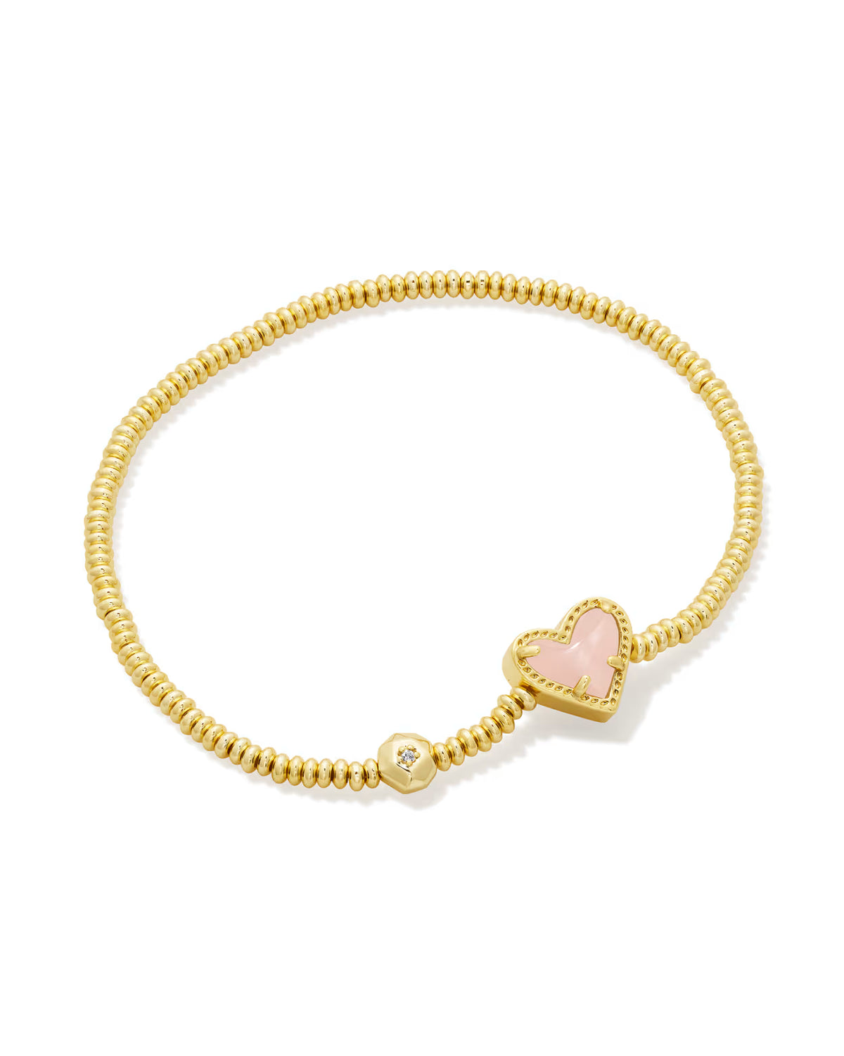 Kendra Scott- Ari Heart Stretch Bracelet in Gold Rose Quartz