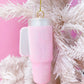 Pink Glittered Trendy Tumbler Christmas Ornament