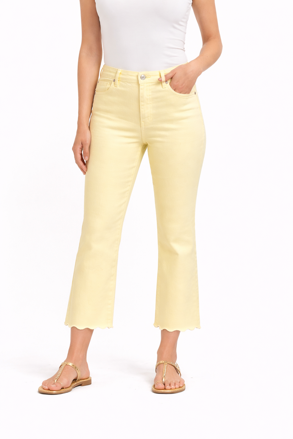 Scalloped Kick Flare Butter Yellow