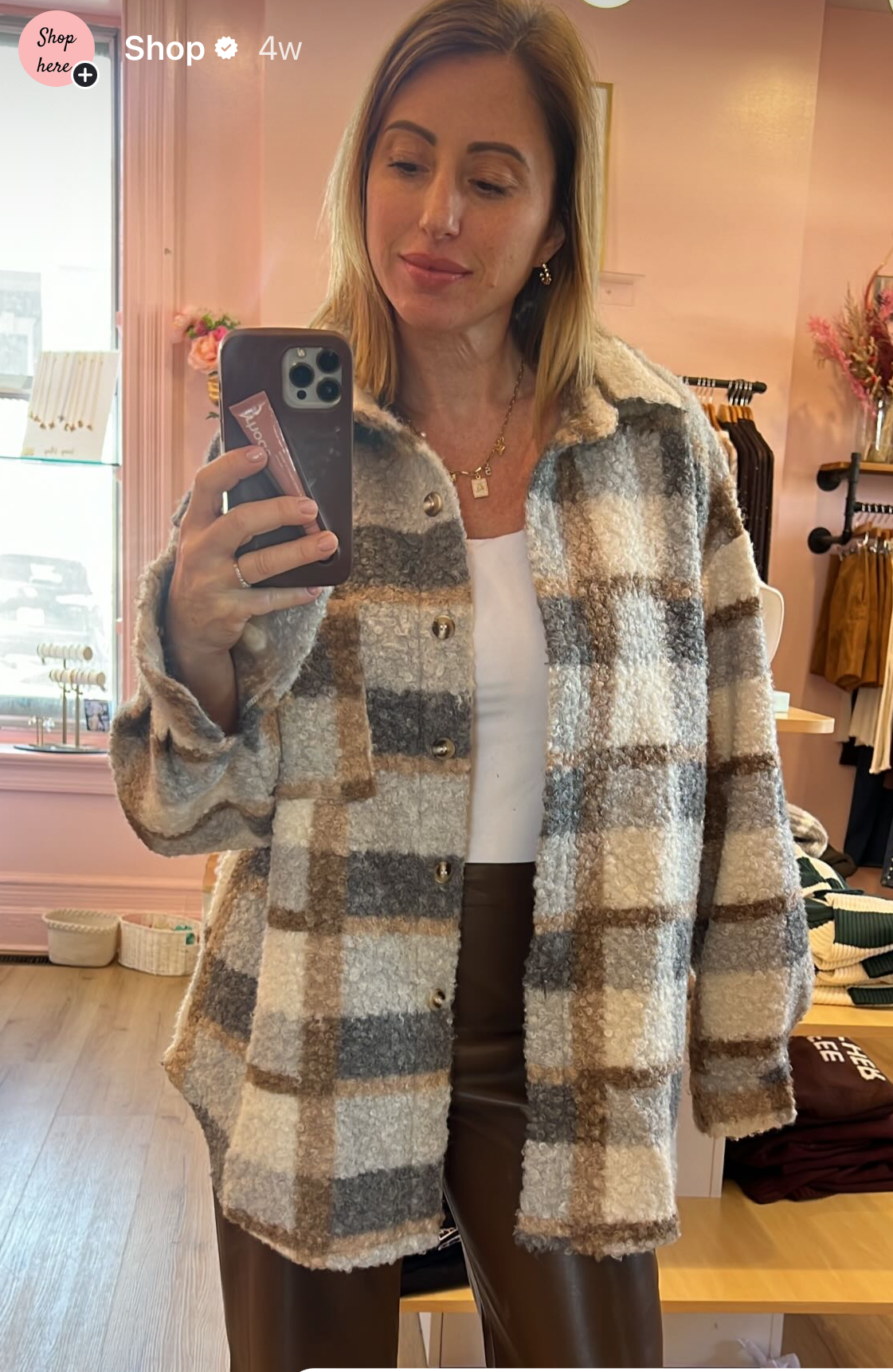 Teddy Plaid Shacket
