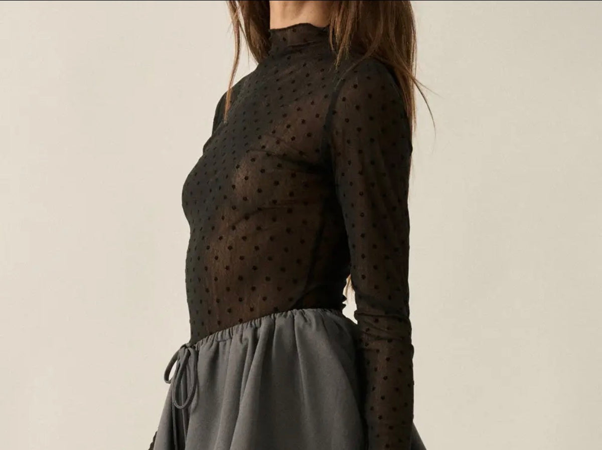 Midnight Bloom Sheer Mesh Top