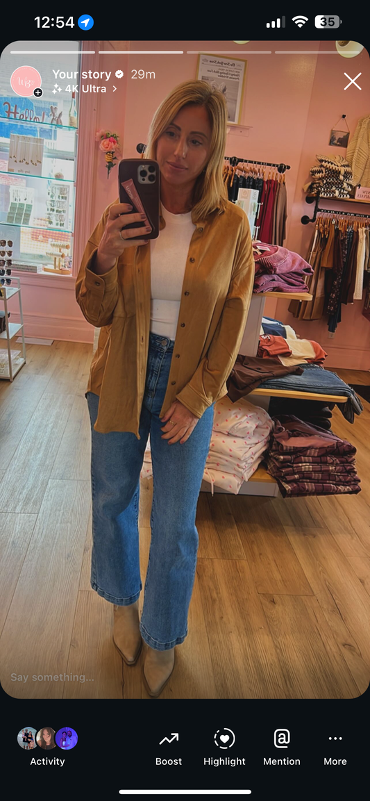 In The Orchard Suede Button Down