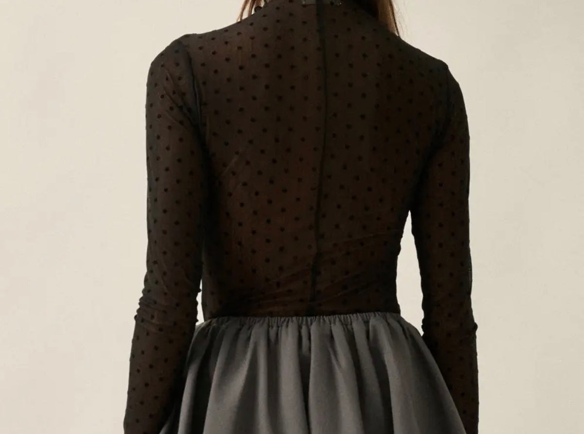 Midnight Bloom Sheer Mesh Top