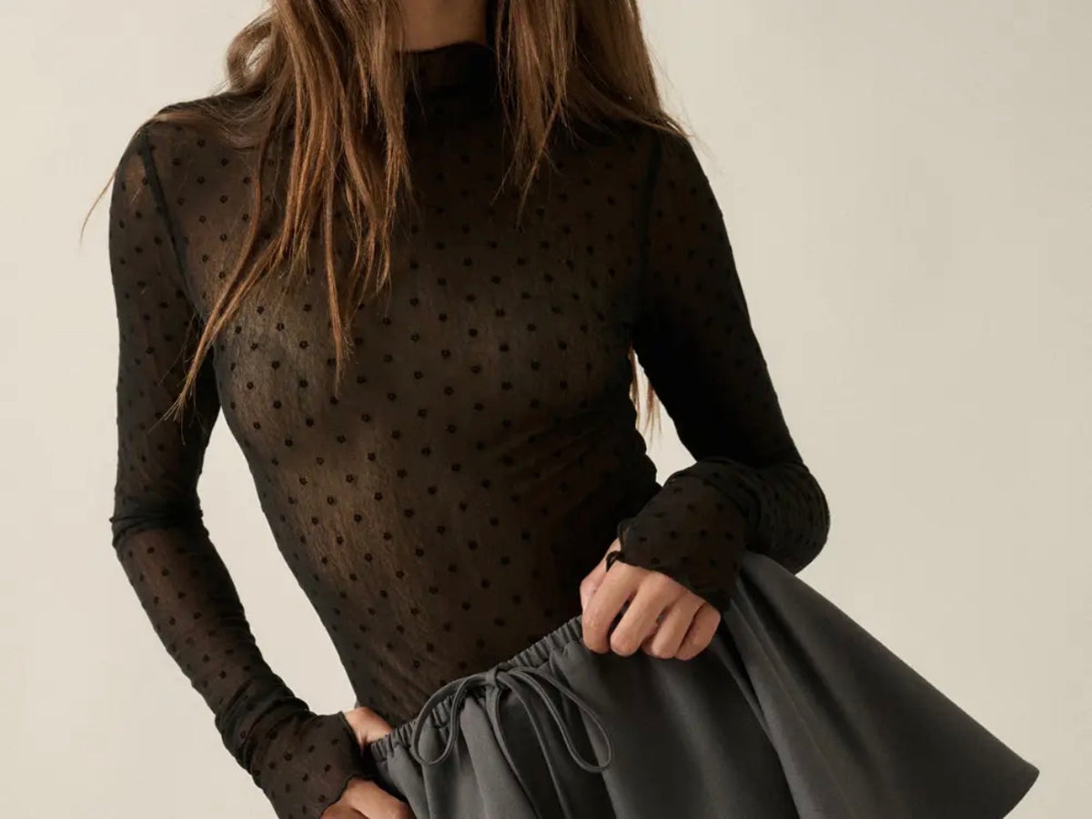 Midnight Bloom Sheer Mesh Top
