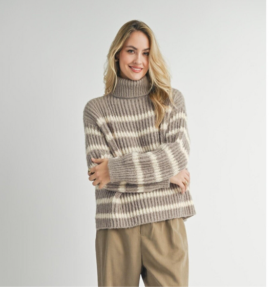Aki Turtle Neck Striped Sweater