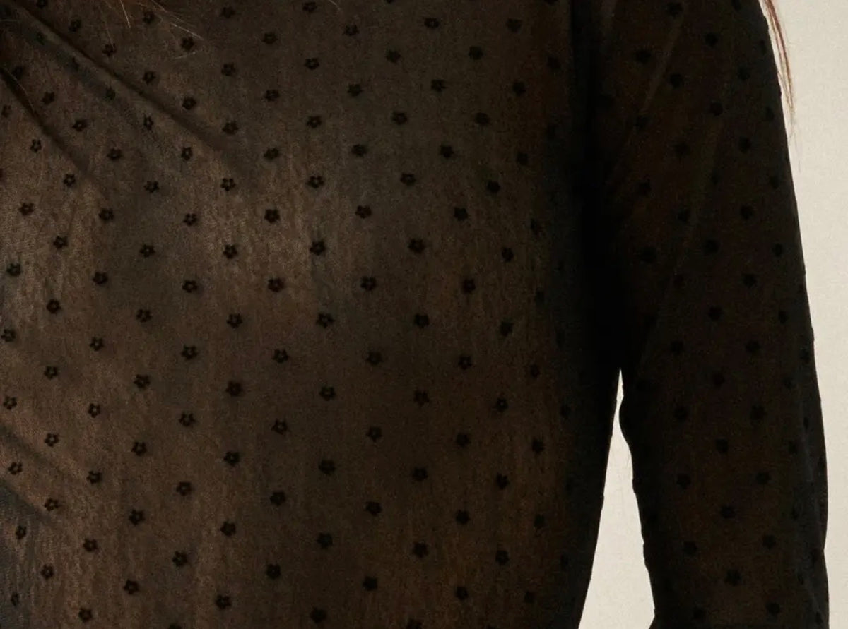 Midnight Bloom Sheer Mesh Top