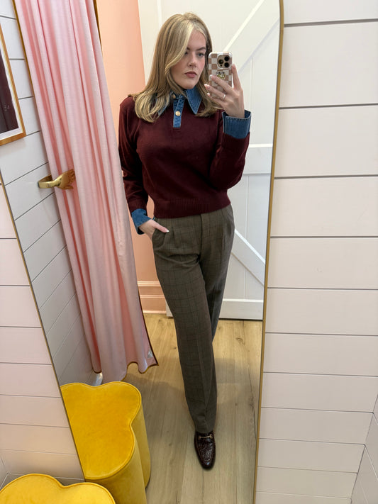 Ivy League Mixed Media Sweater
