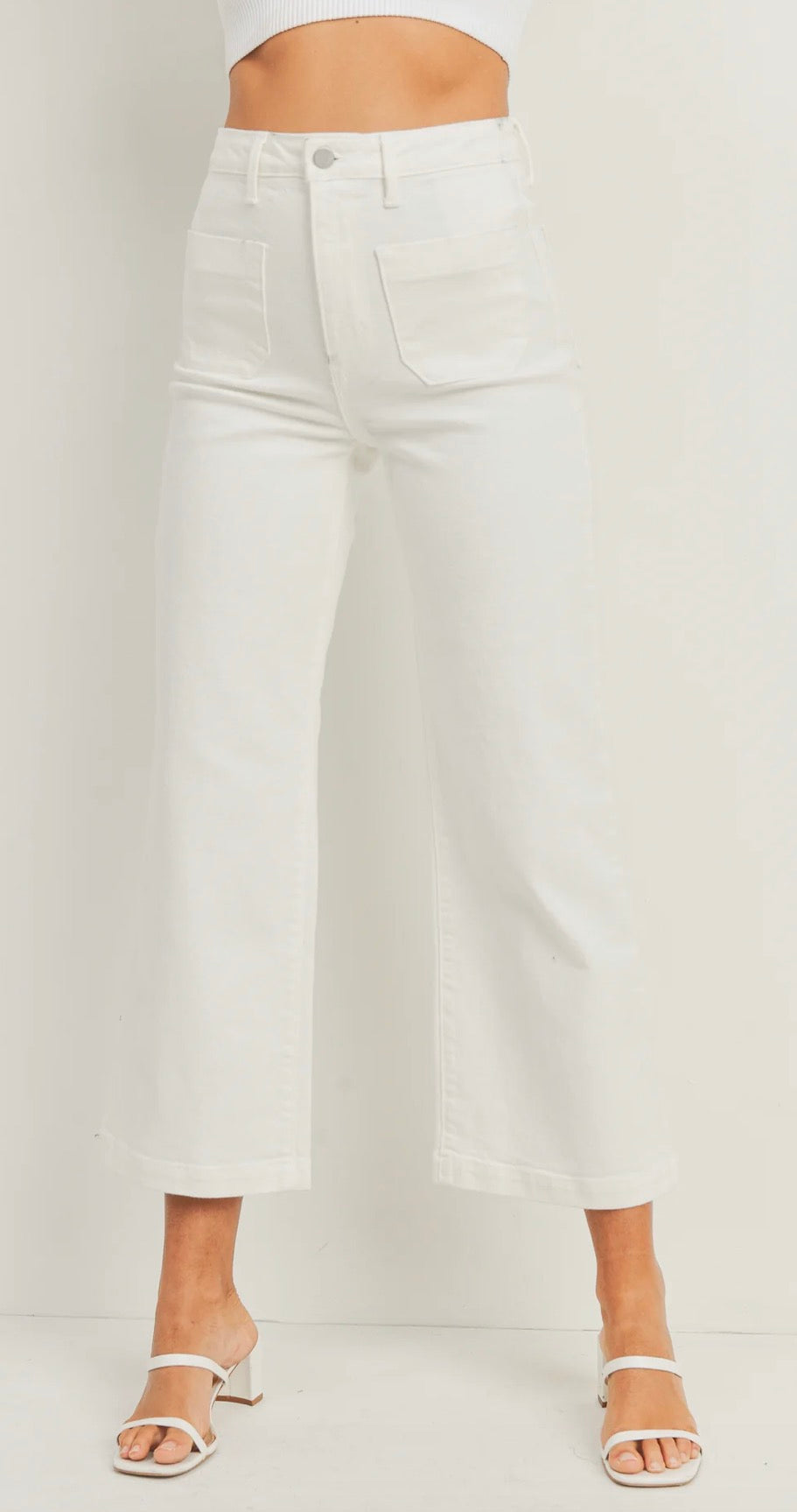 Milky White Patch Pocket Denim