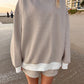 Café au Lait Striped Mock Neck Sweatshirt