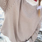 Café au Lait Striped Mock Neck Sweatshirt