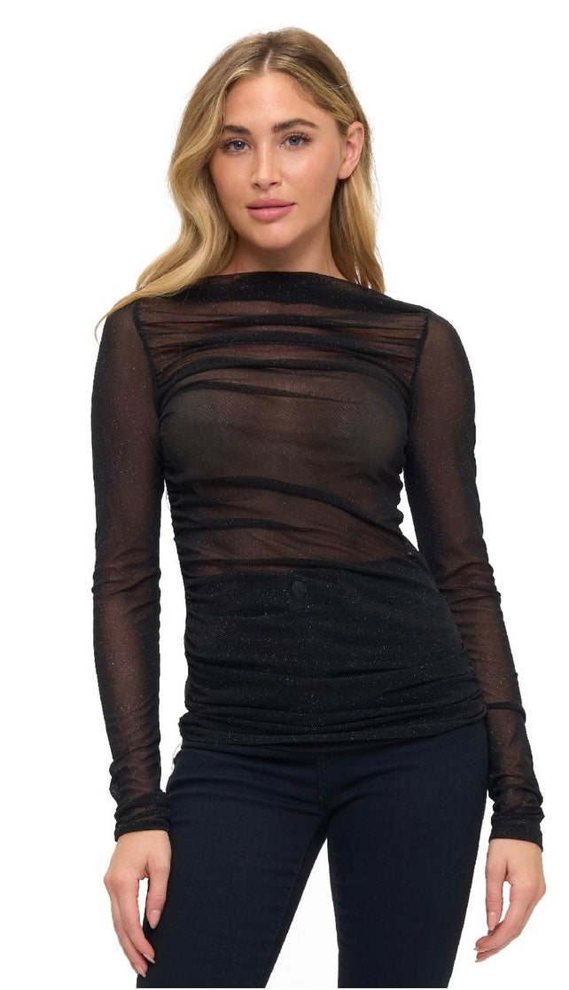 Sheer Shimmer Mesh Top