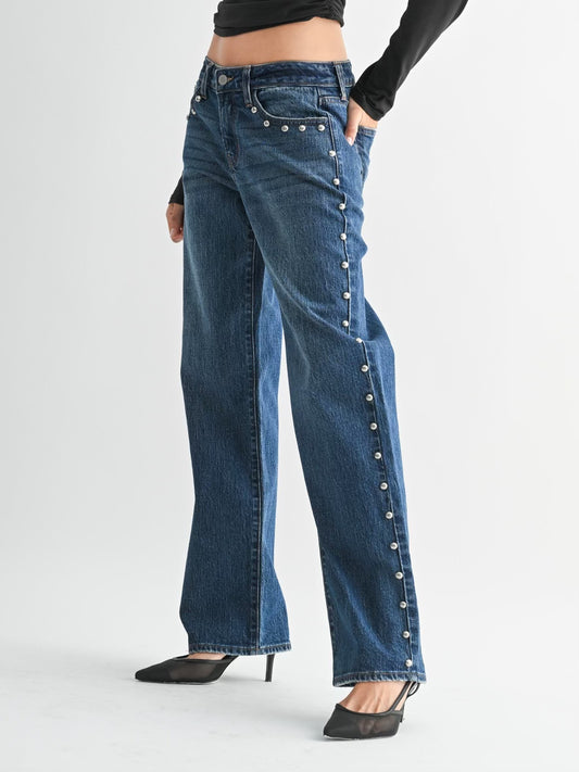 Star Studded Baggy Denim