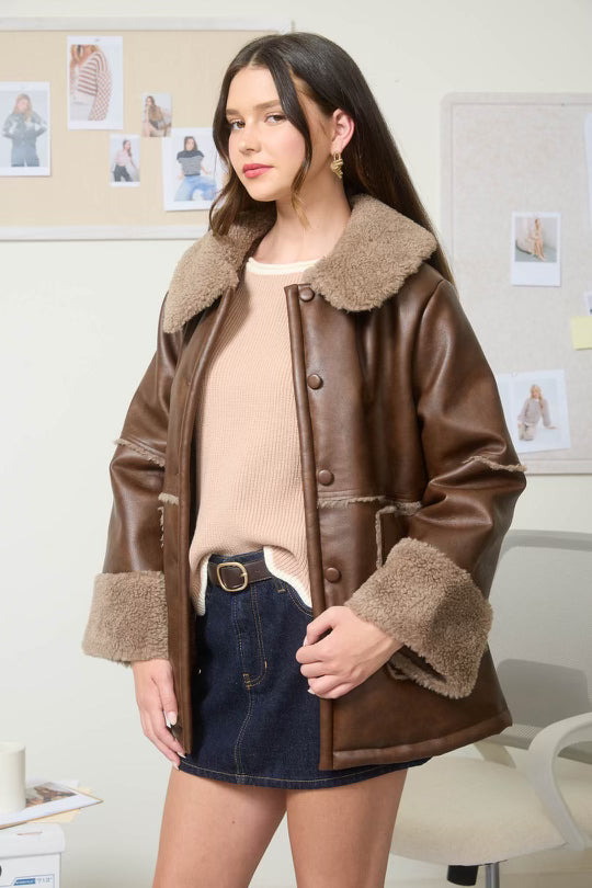 Hot Cocoa Leather Coat - SALE