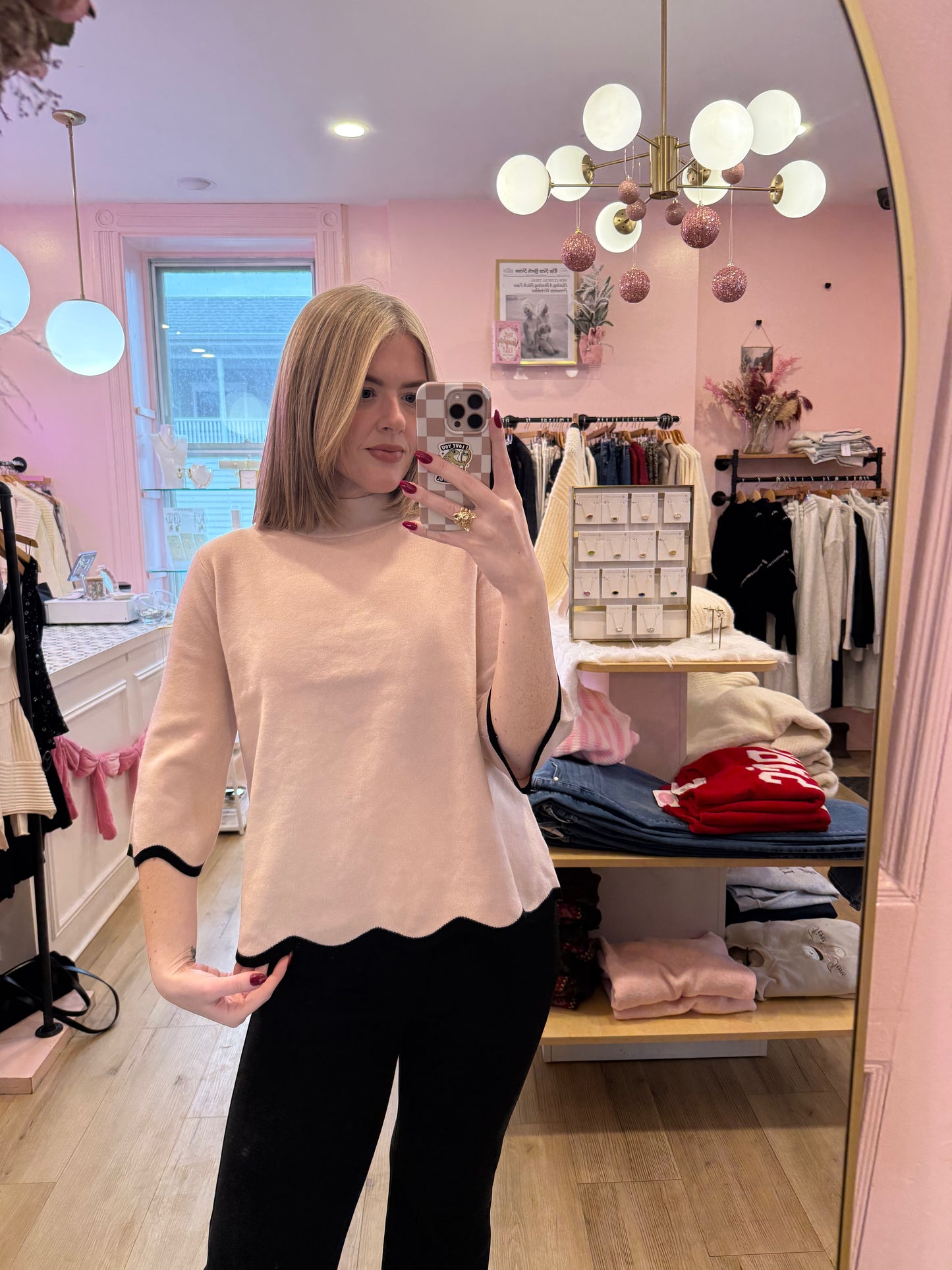 Sydney Scalloped Mock Neck