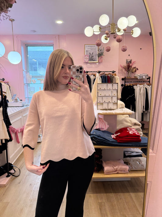 Sydney Scalloped Mock Neck