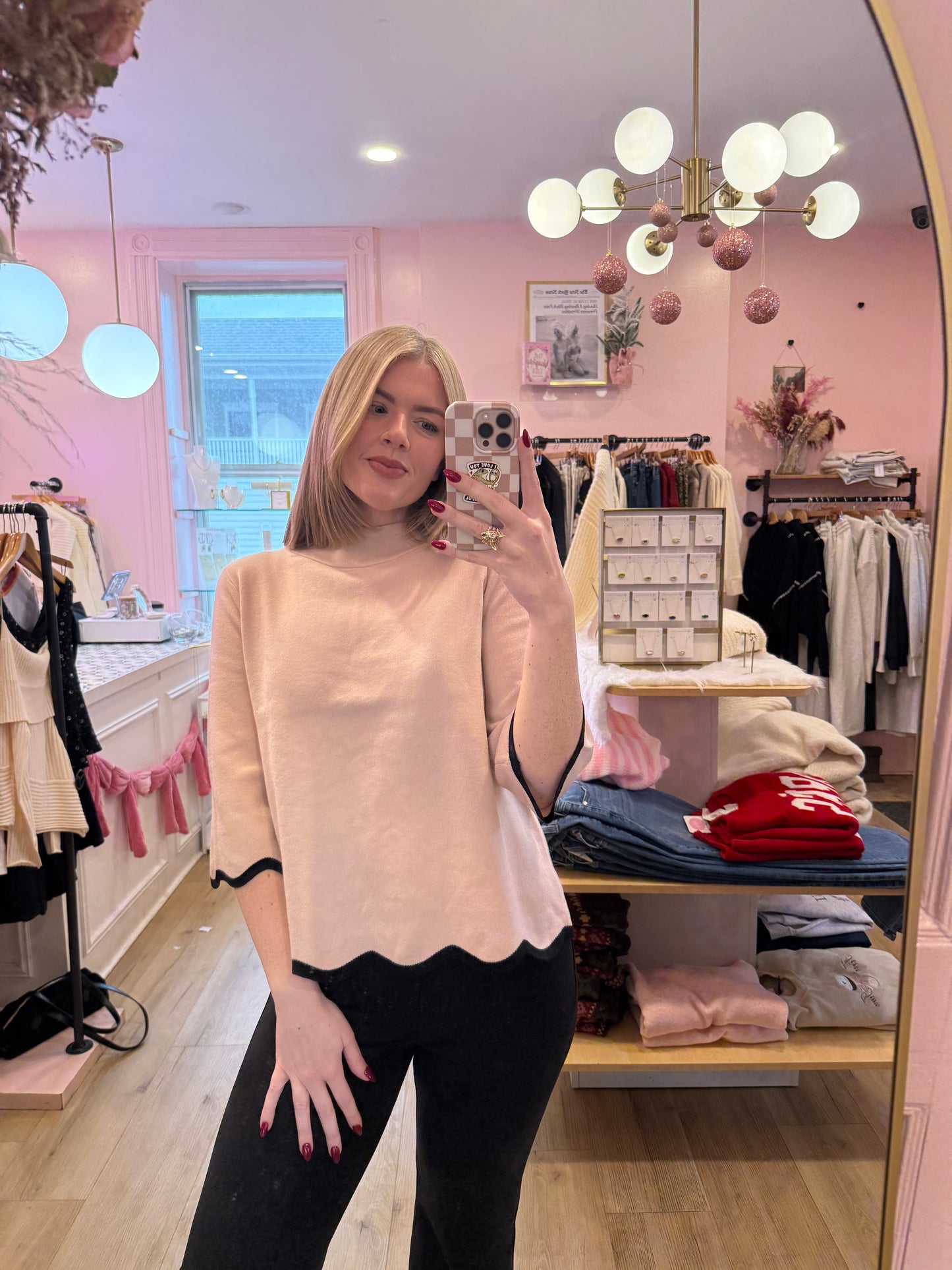 Sydney Scalloped Mock Neck