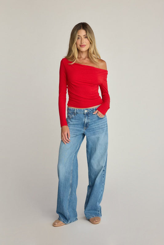 Cherry Cola Off the Shoulder Top