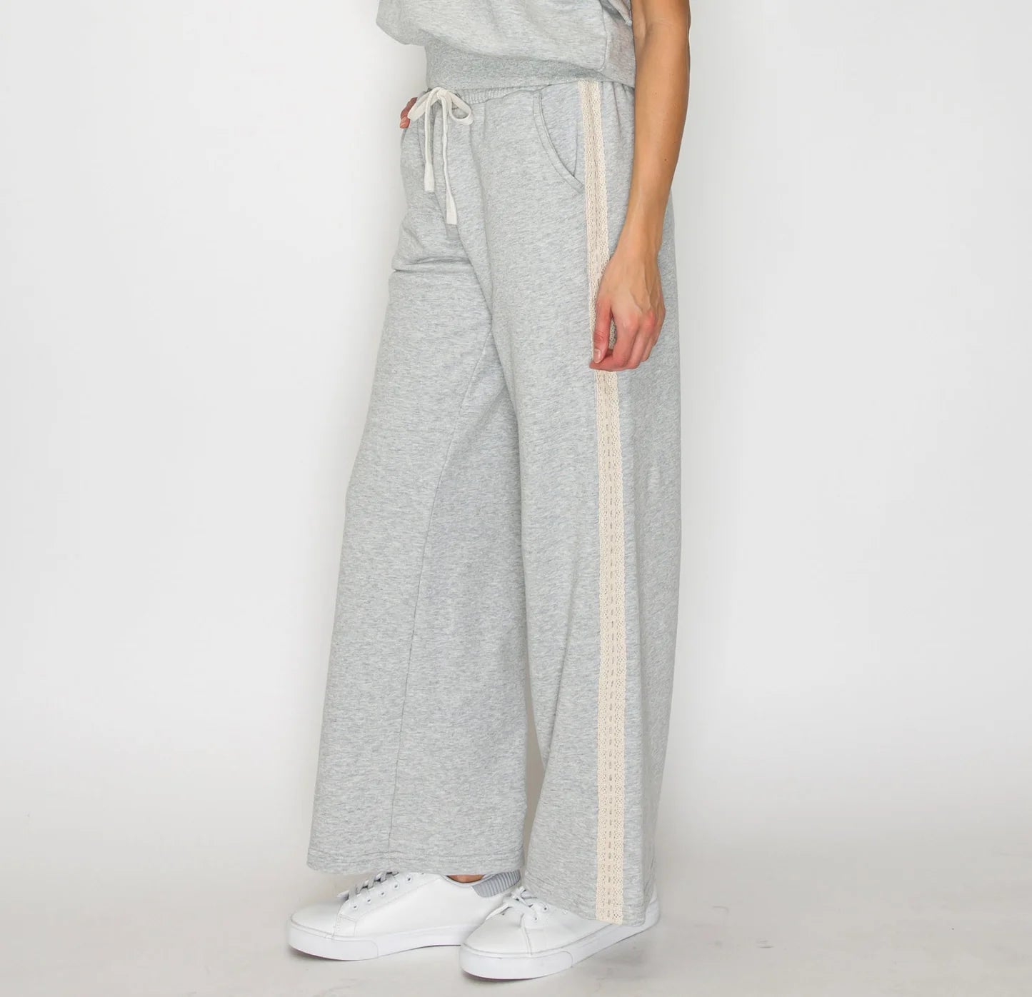Terry Side Lace Trim Pants