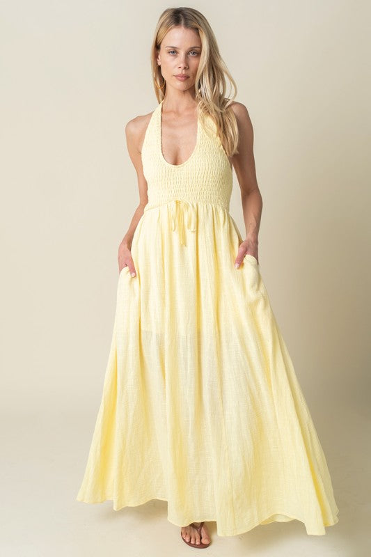 Soleil Woven Halter Maxi Dress