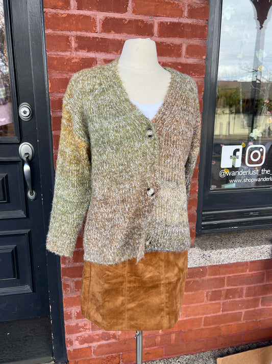 Smiley Ombre Fuzzy Cardigan