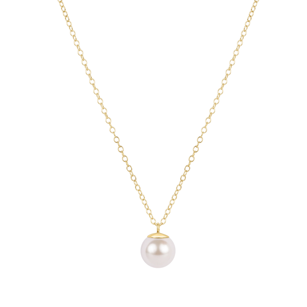 16" necklace gold - classic pearl 8mm charm