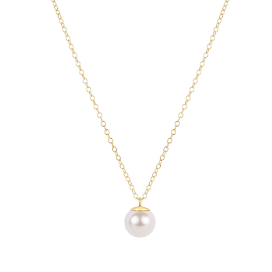 16" necklace gold - classic pearl 8mm charm