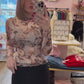 Winter Floral Mesh Top